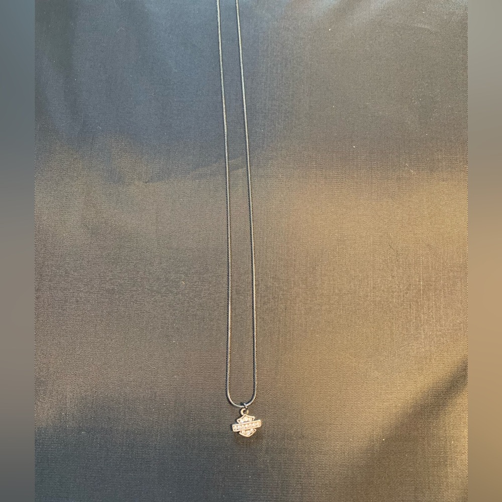 Harley-Davidson Black Necklace with Silver Pendant